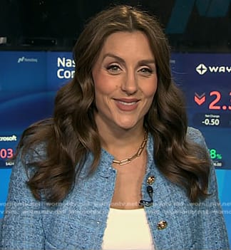 Kristina Partsinevelos's blue tweed jacket on NBC News Daily