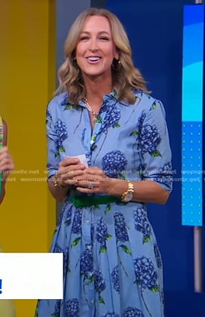 Lara's blue hydrangea print shirtdress on Good Morning America