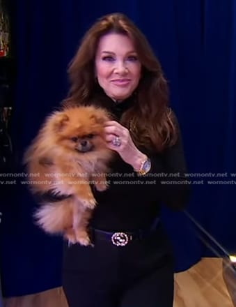 Lisa Vanderpump's crystal buckle leather belt on Good Morning America