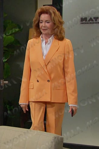 Maggie's orange blazer and pant suit on Days of our Lives