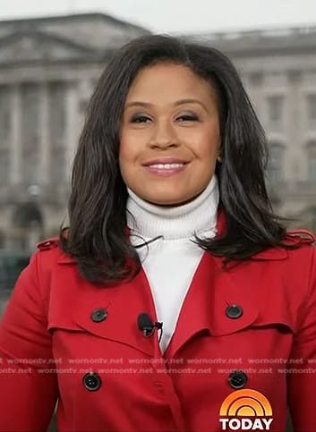 Meagan Fitzgerald's red trench coat on Today