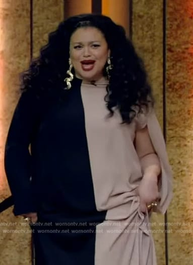 Michelle Buteau's two tone maxi dress on Live with Kelly and Mark