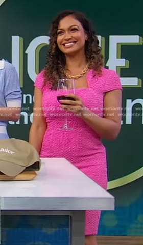 Milly Almodovar's pink textured pencil dress on Good Morning America