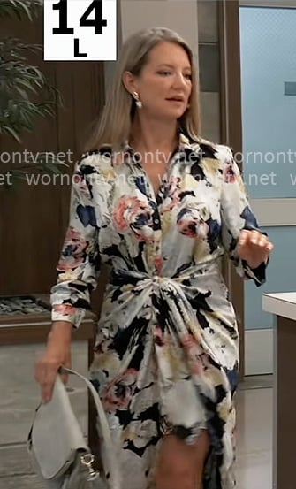 Nina's floral tie waist shirtdress on General Hospital