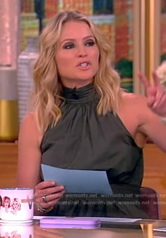 Sara's green turtleneck smocked waist dress on The View