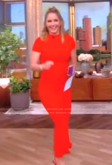 Sara's red short sleeve dress on The View