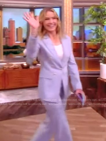 Sara's blue double breasted blazer and pants on The View