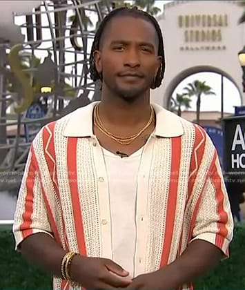 Scott's striped crochet shirt on Access Hollywood