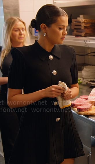 Selena Gomez's black button front dress on Selena + Restaurant