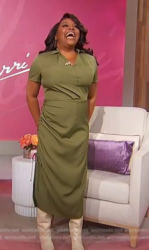 Sherri's green ruched dress on Sherri