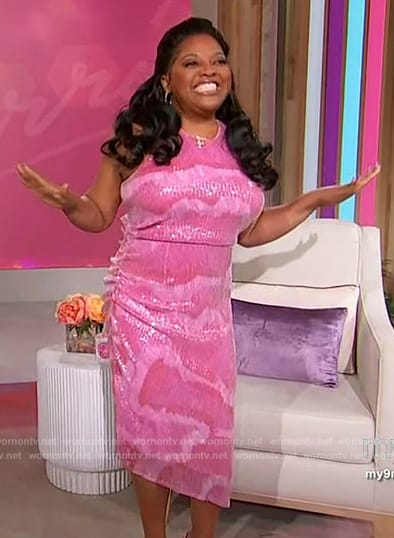 Sherri's pink sequin asymmetric dress on Sherri