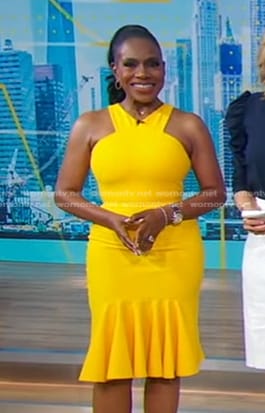Sheryl Lee Ralph's yellow v-neck sleeveless dress on Good Morning America