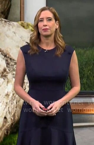 Stephanie Abrams' navy sleeveless dress on CBS Mornings