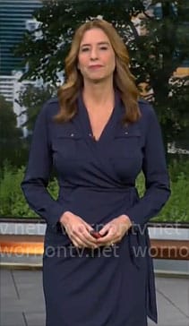 Stephanie Abrams' navy wrap dress on CBS Mornings