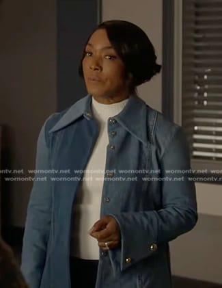 Athena's colorblock denim jacket on 9-1-1