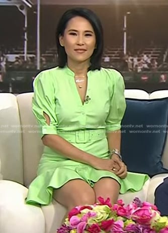 Vicky's green belted puff sleeve dress on Today