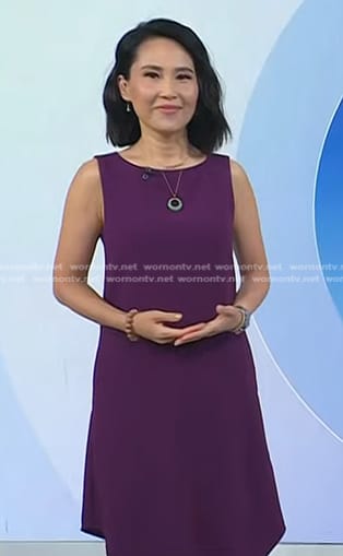Vicky's purple sleeveless dress and green pom pom sandals on Today