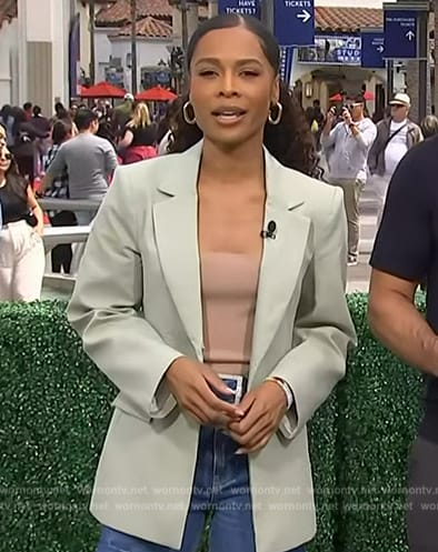 Zuri's sage blazer on Access Hollywood