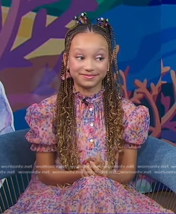 Mykal-Michelle Harris's pink floral dress on Good Morning America