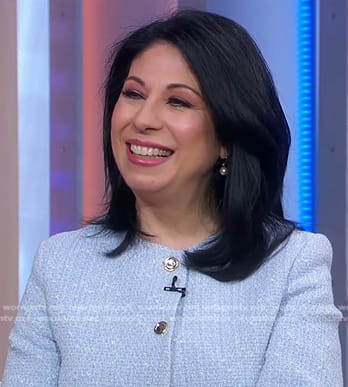 Alexis Christoforous's blue tweed jacket on Good Morning America