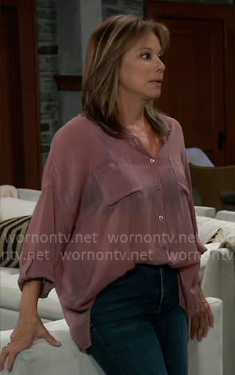 Alexis's rose pink button down shirt on General Hospital