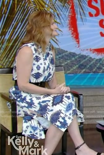 Amy Nofziger's ikat print sleeveless dress on Live with Kelly and Mark