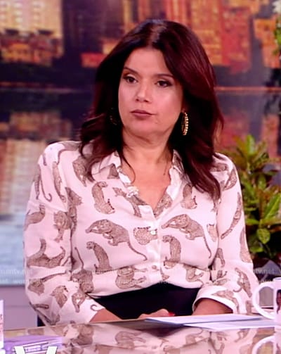 Ana's white leopard print blouse on The View