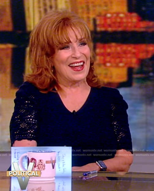 Joy's blue lace sleeve top on The View