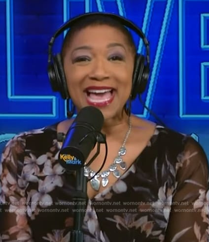 Deja Vu's black floral wrap dress on Live with Kelly and Mark