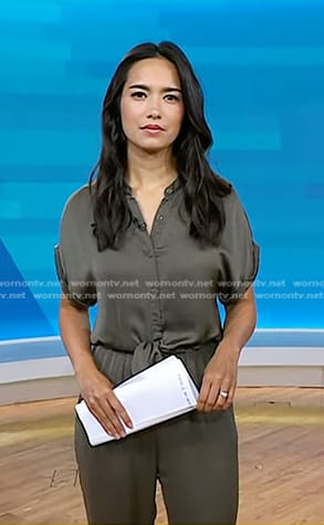 Emilie's khaki green jumpsuit on Today