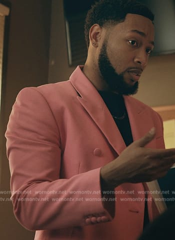 Emmett's pink double breasted blazer on The Chi