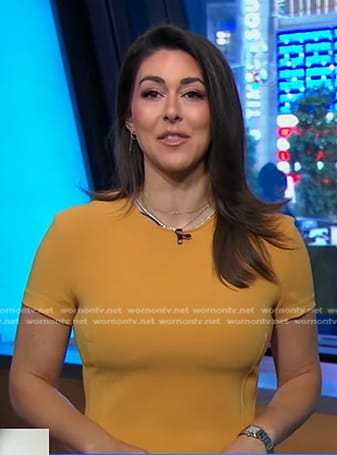 Erielle's mustard short sleeve dress on Good Morning America
