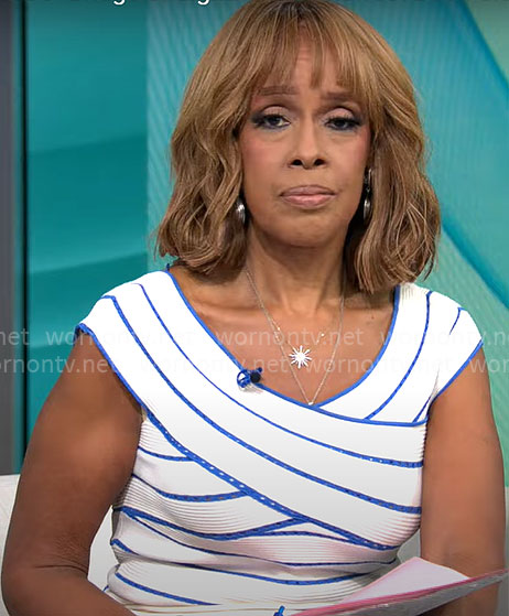 Gayle King's blue and white striped top on CBS This Morning