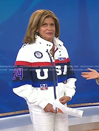 Hoda's colorblock USA jacket on Today
