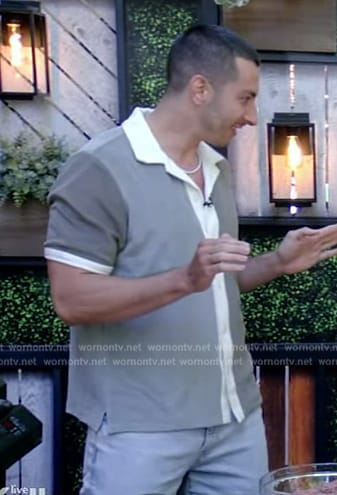 Jake Cohen's colorblock suede shirt on Live with Kelly and Mark