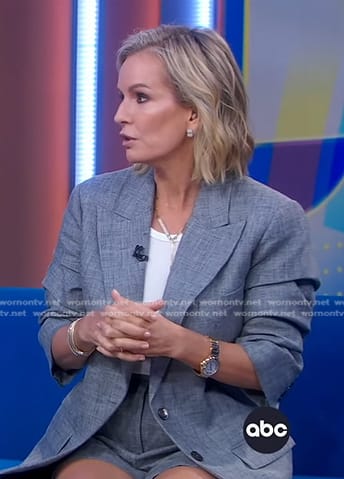 Jennifer's grey ruched sleeve blazer and Shorts on Good Morning America