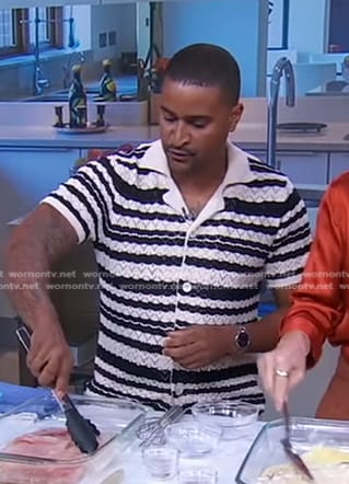 Joseph Johnson's striped pointelle shirt on Good Morning America