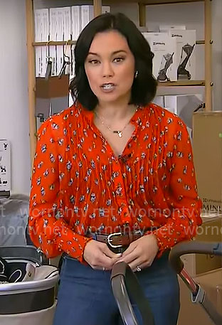 Jo Ling Kent's red floral blouse on CBS Mornings