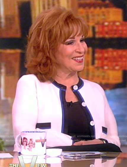 Joy's white contrast cardigan on The View