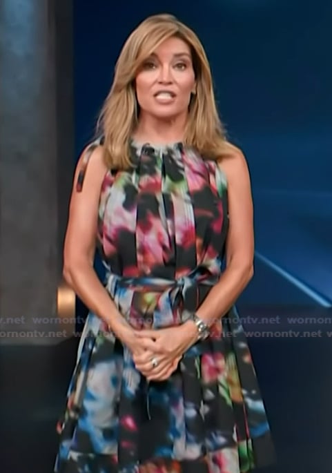Kit's black belted tie dye dress on Access Hollywood