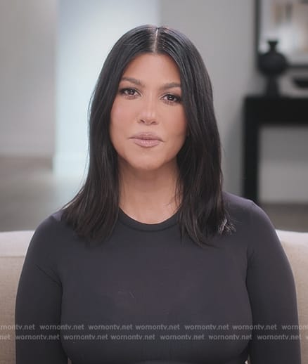 Kourtney's black confessional top on The Kardashians