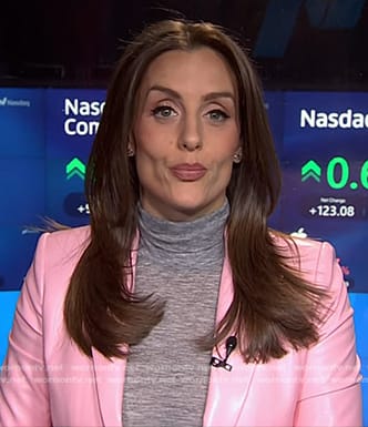 Kristina Partsinevelos's pink leather blazer on NBC News Daily
