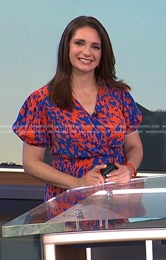 Maria's orange and blue print wrap dress on Today