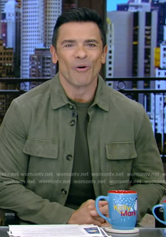 Mark's green suede jacket on Live with Kelly and Mark