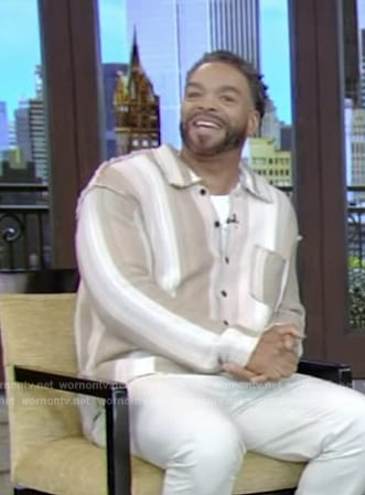 Method Man's beige stripe shirt on Live with Kelly and Mark