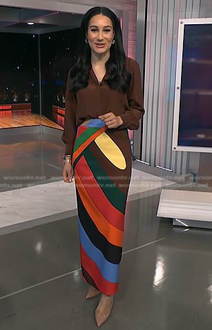 Morgan's multicolored print skirt on NBC News Daily