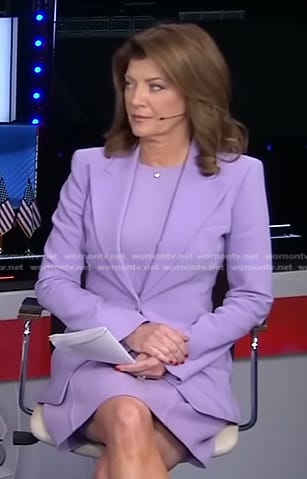 Norah's lilac dress and blazer on CBS Evening News