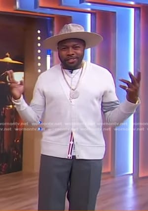 Questlove's white mesh cardigan on Good Morning America