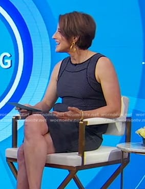 Rachel Simmons' grey dotted sheath dress on Good Morning America