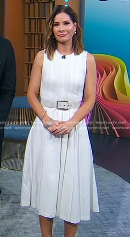 Rebecca's white seamed sleeveless dress on Good Morning America